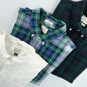 J.Crew Mens Size Large Secret Wash Button Down Shirts Plaid Polka Dot Cotton